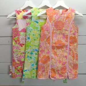 Lily Pulitzer Girls Lot Of 3 Tropical Floral Pink Green Dress Size 10